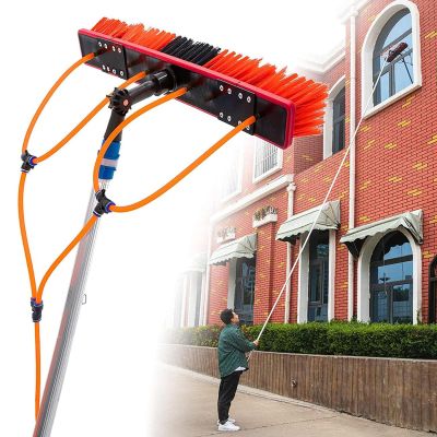 10 m Window Cleaning Set with Water-Fed Telescopic Pole and 50 cm Brush Head