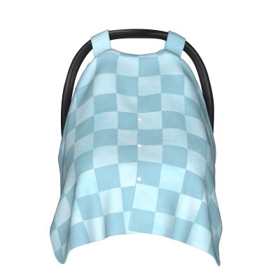 Breathable Baby Car Seat Canopy, Nursing Cover and Multi-Use Cover, Sky Blue Plaid