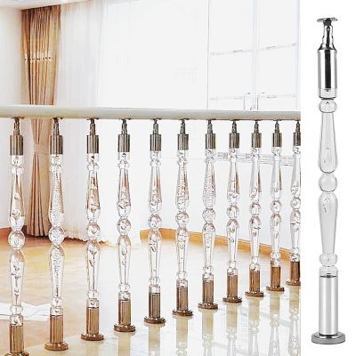 Adjustable Acrylic Stair Railing Spindles, Transparent Crystal Balusters with Mounting Screws, 90 cm, for Indoor Safety