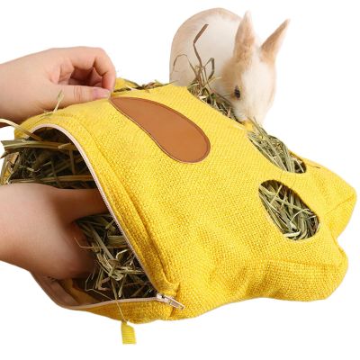 Yjkedfh Hay Holder | Hanging Hay Dispenser - 4-Opening Feed Bag for Chinchillas, Hamsters, Small Pets for Indoor and Outdoor Cages