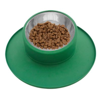 Silicone and Stainless Steel Dog Bowl, Non-Slip and Leakproof