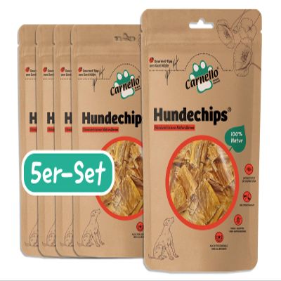 Carnello Dog Chips, Grain-Free Dog Treats, Resealable Bags (5 x 55 g)
