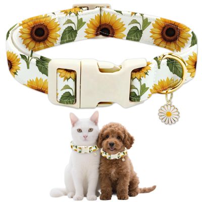 GLOBLELAND Dog Collar with Sunflower Pattern