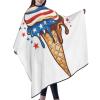 Woshuwo Haircutting Cape with American Flag and Ice Cream Cone Design for Adults view 4