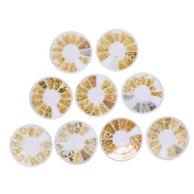 TOGEVAL Nail Art Studs DIY Nail Accessory Set, White Zinc Alloy and Plastic, for Professionals and Beginners