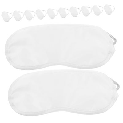 HONMEET 12-Pack White Breathable Polyester Silk-Look Sleep Masks, Paintable, Light-Blocking