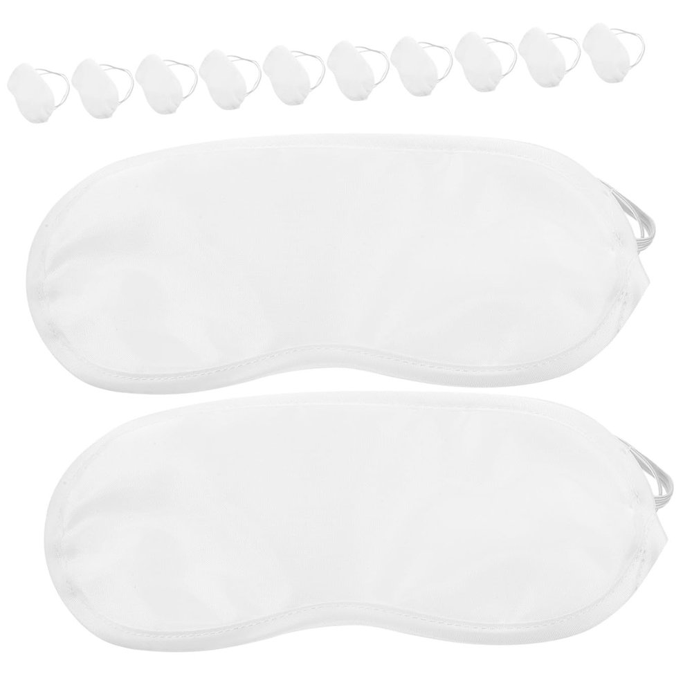 HONMEET 12-Pack White Breathable Polyester Silk-Look Sleep Masks, Paintable, Light-Blocking