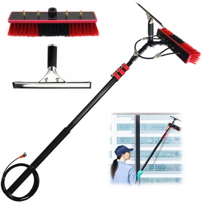 Solar Panel Cleaning Set with Extendable Water-Fed Pole, Brush and Squeegee