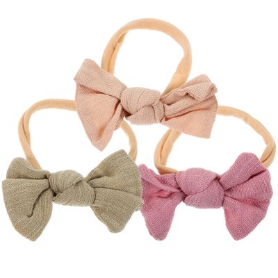 MUELODSIC 3-Pack Bow Headbands for Girls, Elastic Headbands for Newborns and Toddlers, Soft Nylon Hair Accessories