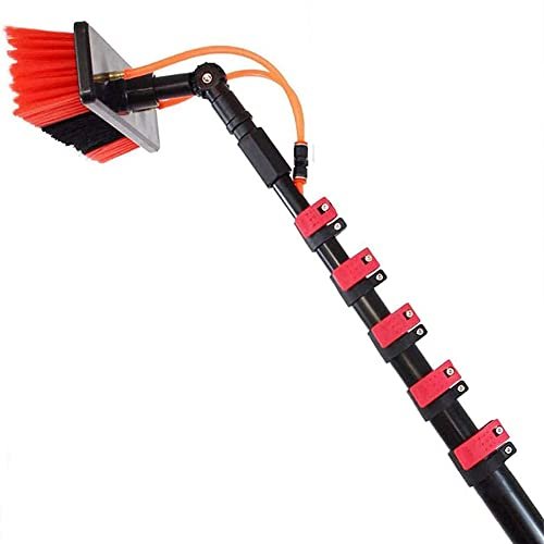 Telescopic Hydro Cleaning Brush with Extendable Pole and Water Supply for Roofs, Cars, and RVs