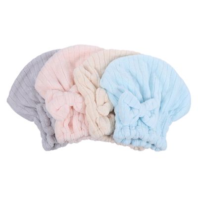 Women's Coral Fleece Hair-Drying Towel Wraps, 4-Pack