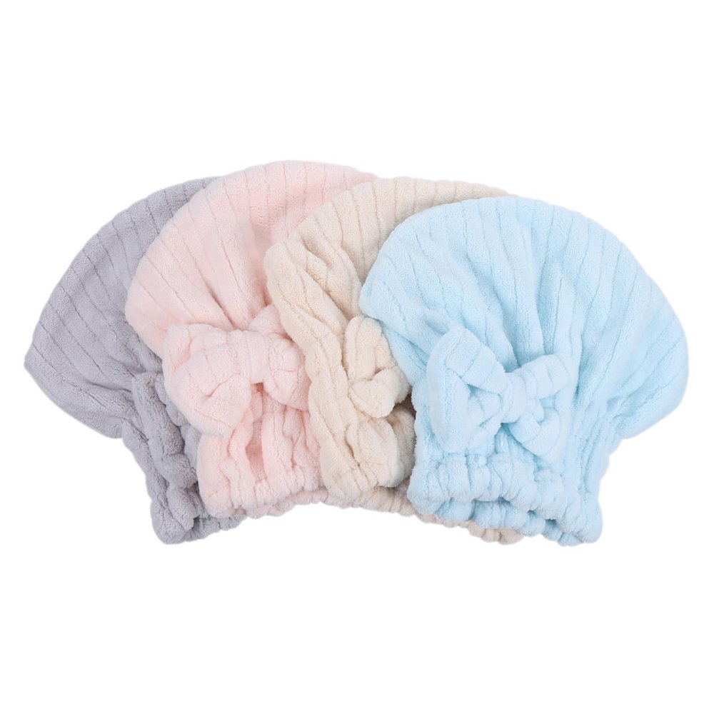 Women's Coral Fleece Hair-Drying Towel Wraps, 4-Pack