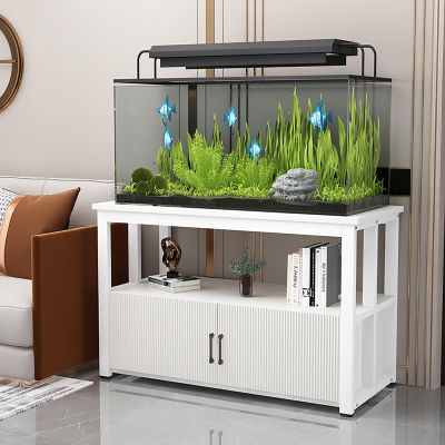 XRRJFY 3-Tier Aquarium Stand Cabinet with Adjustable Feet, White, 70 x 40 cm / 28 x 16 in