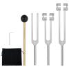 Healing Tuning Fork Set (128 Hz, 256 Hz, 512 Hz), 3-Piece Silver Kit with Reflex Hammer for Sound Therapy, Chakra, Yoga & Meditation, Gift for Women view 1
