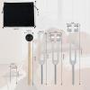 Healing Tuning Fork Set (128 Hz, 256 Hz, 512 Hz), 3-Piece Silver Kit with Reflex Hammer for Sound Therapy, Chakra, Yoga & Meditation, Gift for Women view 2