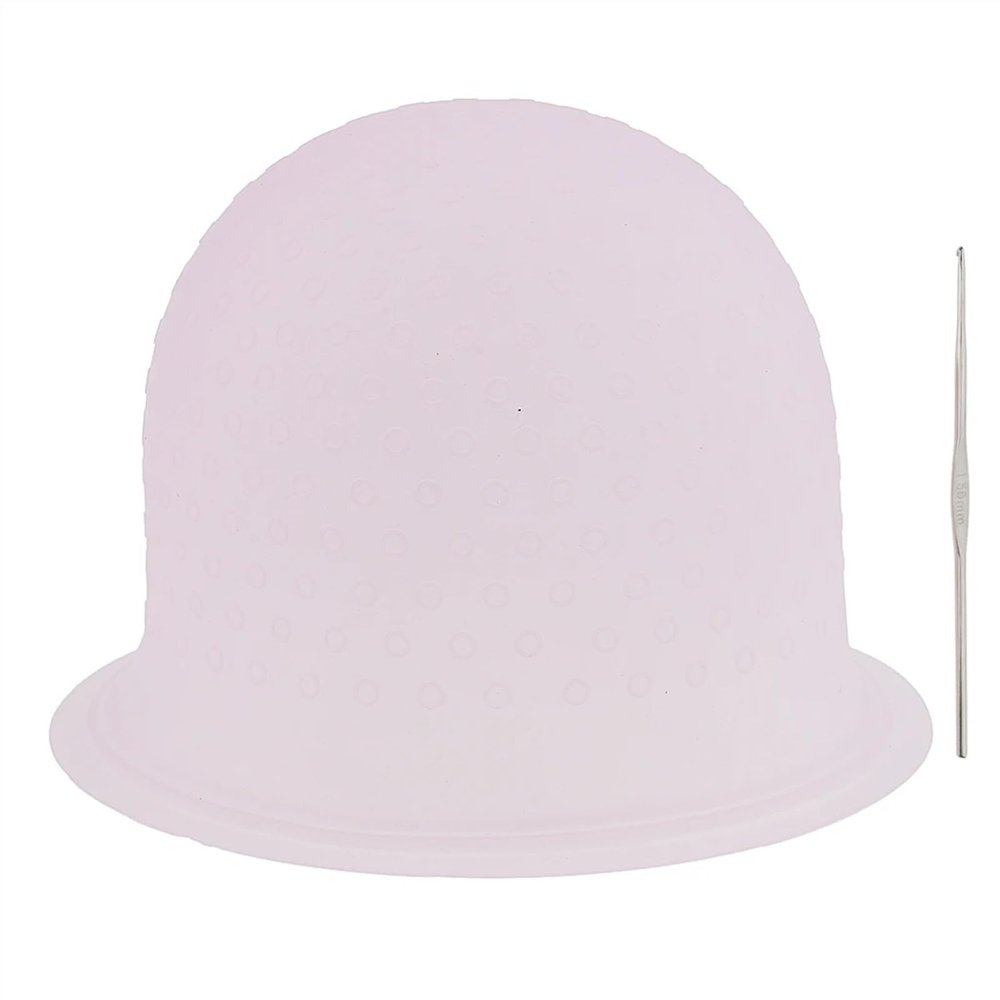 Reusable Silicone Highlighting Cap with Hook Needle, Pink