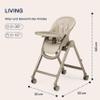 PEG Living High Chair from Birth, Reclining, Height-Adjustable, Double Tray, 360° Wheels, Compact Fold, 0–3 Years, Space Sand view 2