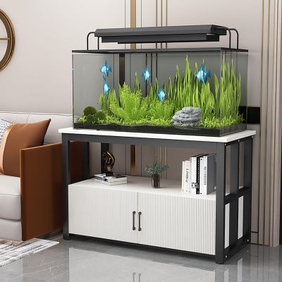XRRJFYH Aquarium Stand, 3-Tier, Adjustable (Black, 50x40cm/20x16in)