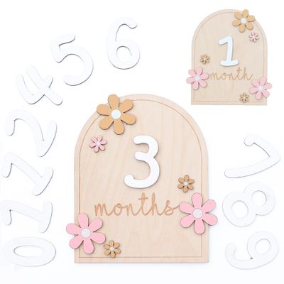 Xanewza Wooden Baby Milestone Cards, 1–12 Month Milestones