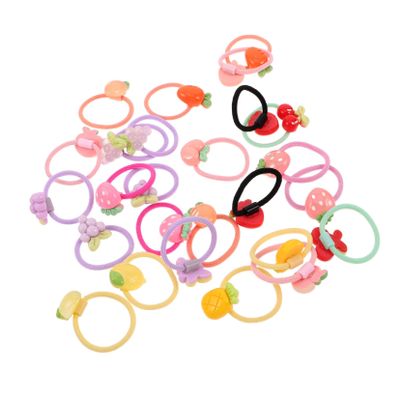 KOMBIUDA 12 Pairs of Cute Hair Ties for Girls with Strawberry and Fruit Shapes, Lightweight Resin and Rubber, Comfortable Hair Accessories for Kindergarten and Home