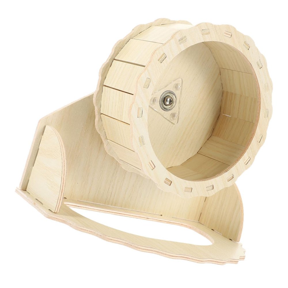 GANAZONO Quiet Wooden Hamster Wheel with Stable Stand
