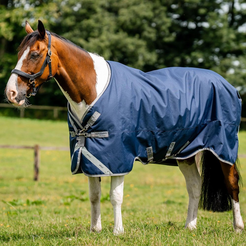 Amigo 1200D Turnout Blanket 0g, 155, Navy/Titanium Gray & Silver