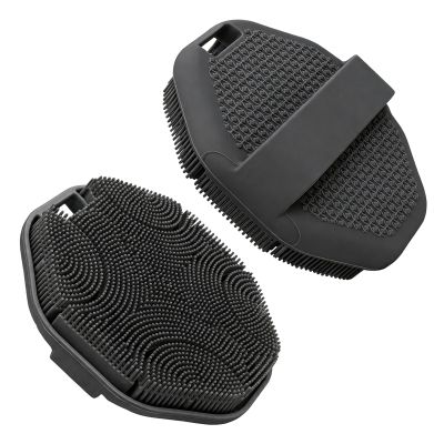 Silicone Body Scrubber with Hook, Soft Massage Brush for Shower and Bath (Black)