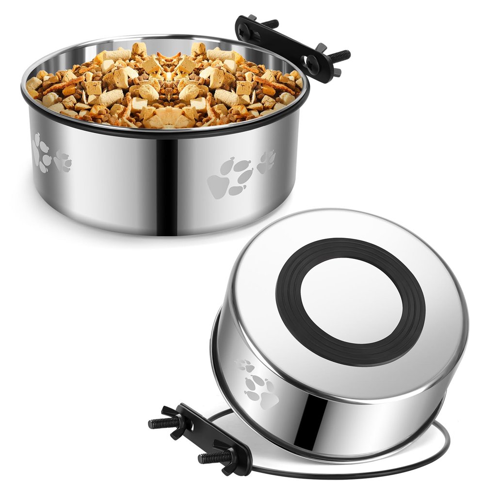 Mountable Dog Crate Bowls, Stainless Steel, 2-Piece Set