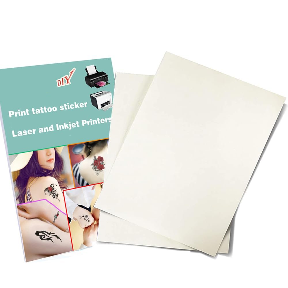 Yesallwas A4X2 Tattoo Paper Set for Inkjet and Laser Printers