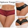 comeondear Brazilian Lace Thong for Women, Black + Red, L view 2