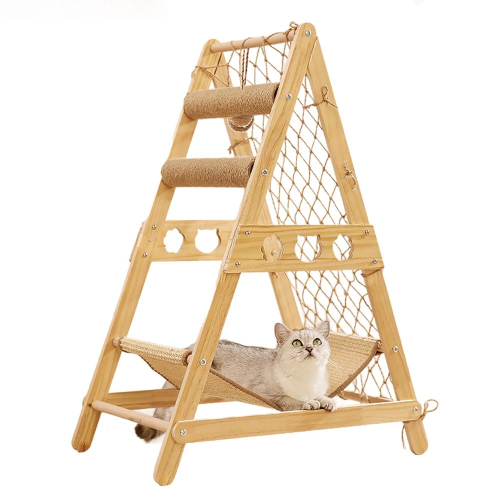 Cat Tree Tower with Net Bag and Hammock for Indoor/Outdoor Cats