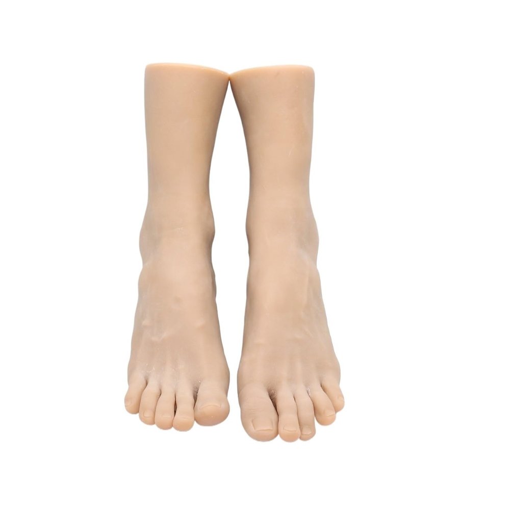JVDDI Male Mannequin Foot Models, Silicone Nail Art Practice Feet, Human Dummy Medical Shoe Display Props 4601 (Toe Bones, One Pair)