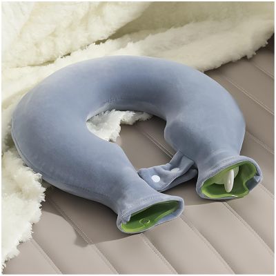 U-Shaped Neck Hot Water Bottle with Soft Fleece Cover, 1.5 L, Blue