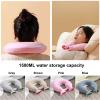 U-Shaped Neck Hot Water Bottle with Soft Fleece Cover, 1.5 L, Blue view 4