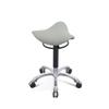 FXLUHAY Saddle Stool with Backrest and Foot Ring, Rolling Salon Stool, Gray with Adjustment Ring view 1
