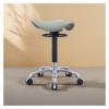 FXLUHAY Saddle Stool with Backrest and Foot Ring, Rolling Salon Stool, Gray with Adjustment Ring view 2