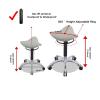 FXLUHAY Saddle Stool with Backrest and Foot Ring, Rolling Salon Stool, Gray with Adjustment Ring view 3