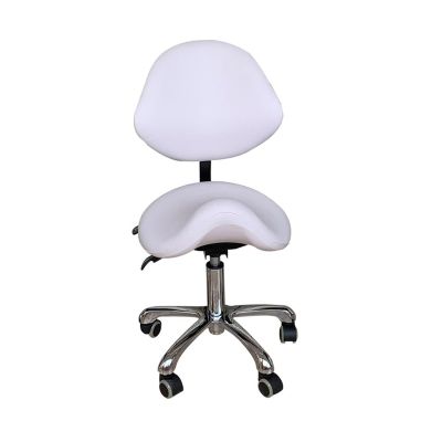 FXLUHAY Adjustable Saddle Stool with Backrest for Beauty Salons, Massage, Dental Clinics, and Home Offices, White, 140#