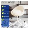 FXLUHAY Rolling Stool with Swivel Seat, Height-Adjustable, Ultra-Quiet Wheels, Padded PU Leather Seat, for Salons, Offices, Massage and Medical Use (Beige, Set of 2) view 3