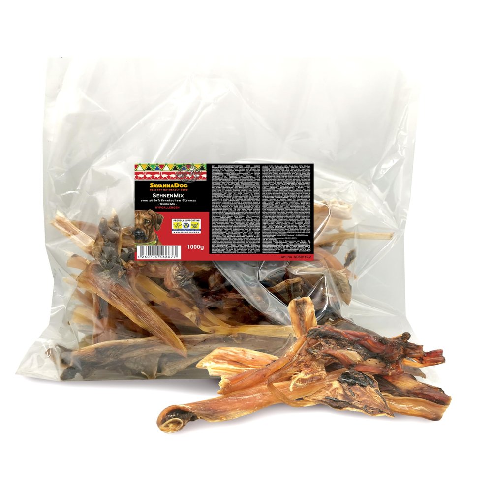 SavannaDog Ostrich Tendon Mix 1000 g from South African Ostrich