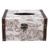 SIXRUN Vintage Leather Tissue Box Holder with Wide Opening view 1