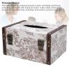 SIXRUN Vintage Leather Tissue Box Holder with Wide Opening view 4