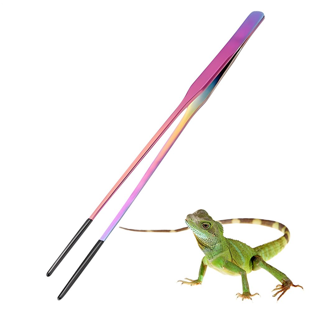 Krmoau Feeding Tweezers, Straight and Angled, with Non-Slip Silicone Tip