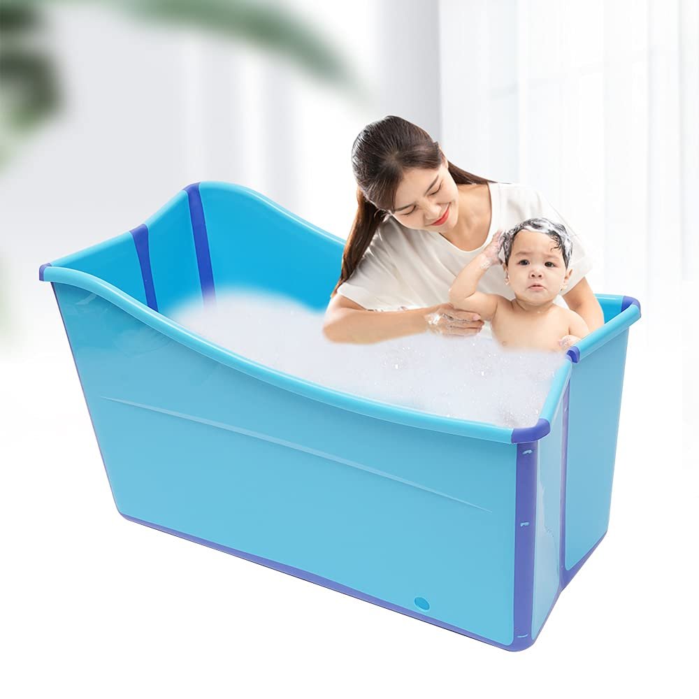 Folding Bathtub for Adults, 87 x 46 x 56.5 cm, Portable Collapsible Bathtub with Drain Hose, Baby Pool with Drain Hose, Ideal for Small Bathrooms