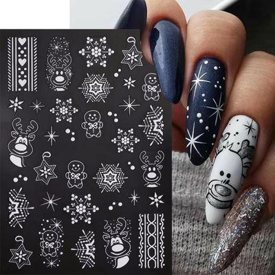 Christmas Nail Art Stickers, 6-Piece Self-Adhesive 3D Winter Nail Decals