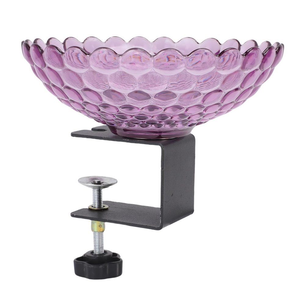 Jiawu Adjustable Clamp-Mounted Bird Bath with Removable Bowl, for Fences and Balconies, Purple