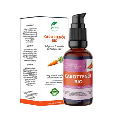 Nakobe Organic Carrot Oil, 50 ml – Nourishing Glow for Face, Body & Massage
