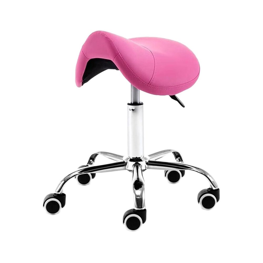 FXLUHAY Saddle Stool with Wheels, Height-Adjustable, Color 7