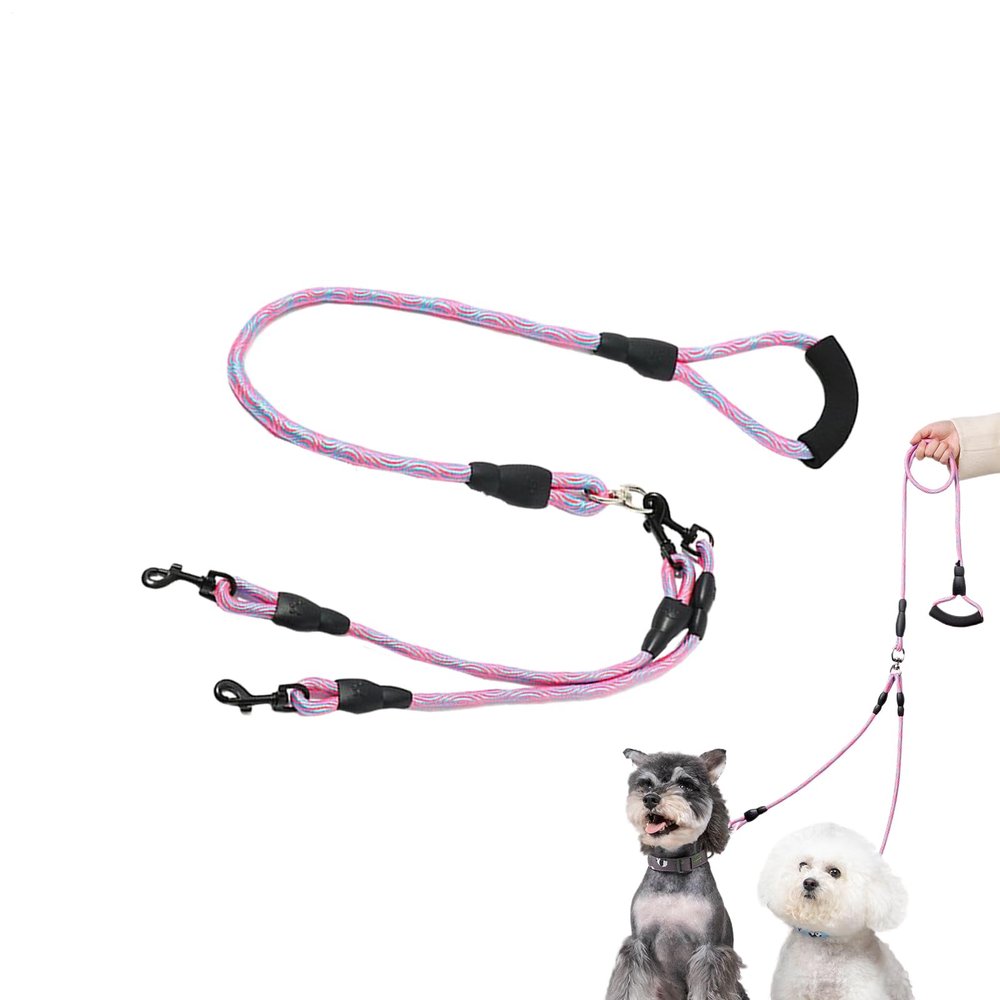 Double Dog Leash with Ergonomic Handle and Anti-Twist Safety Design