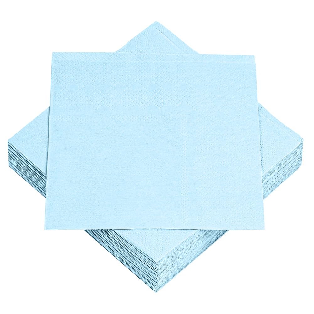 OFFCUP 40 Count Light Blue Napkins, 33 x 33 cm, 2-Ply Paper Cocktail Napkins